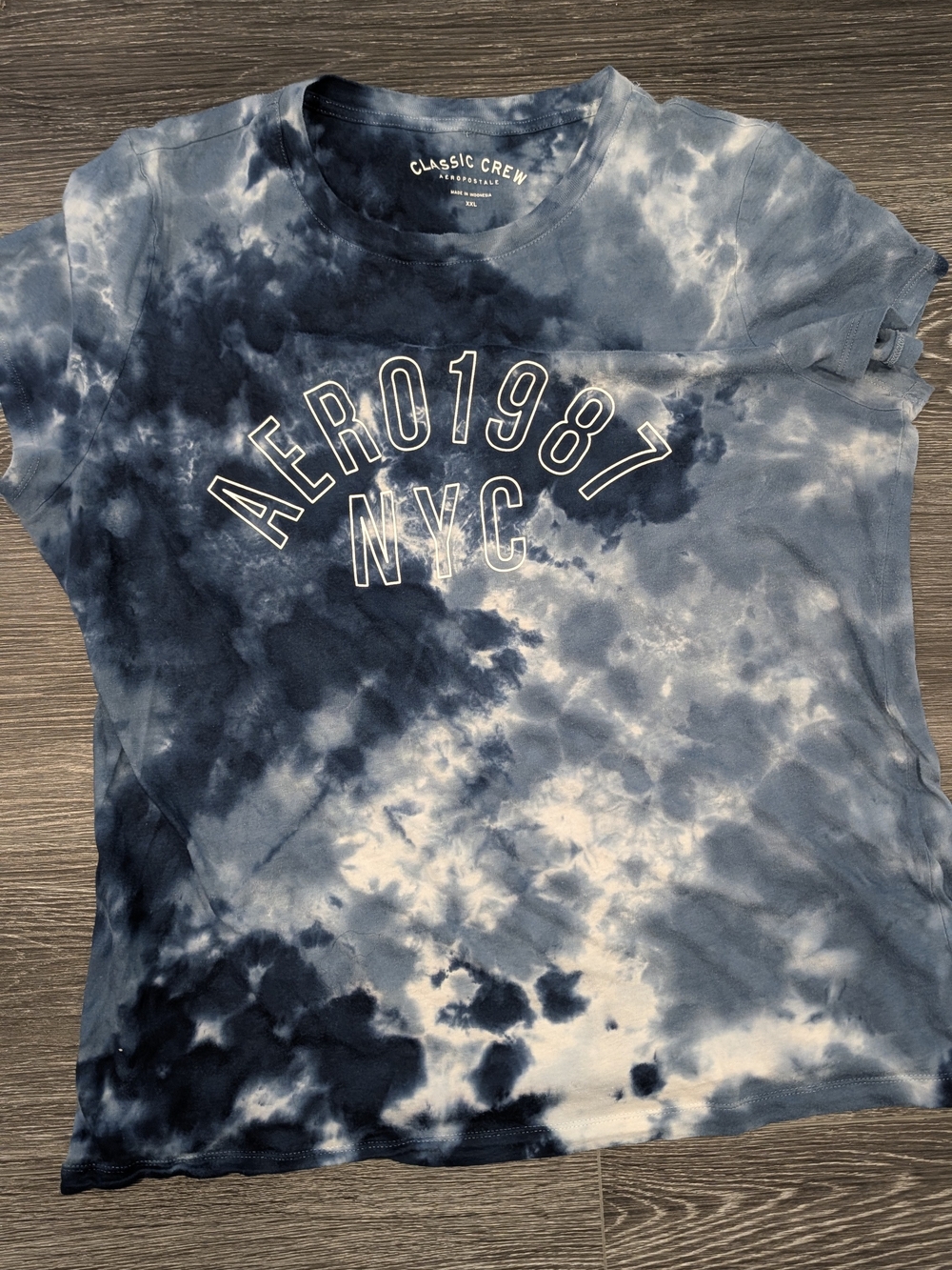 Aero 1987 NYC Classic Crew Tie-Dye Short Sleeve Tee - Blue